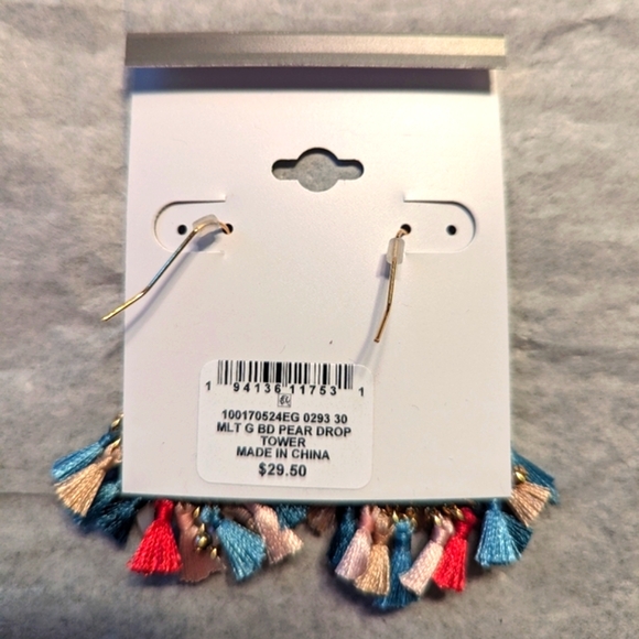 Style & Co. Mixed Bead and Tassel Open Pear-Shape Drop Earrings NWT - Picture 6 of 6